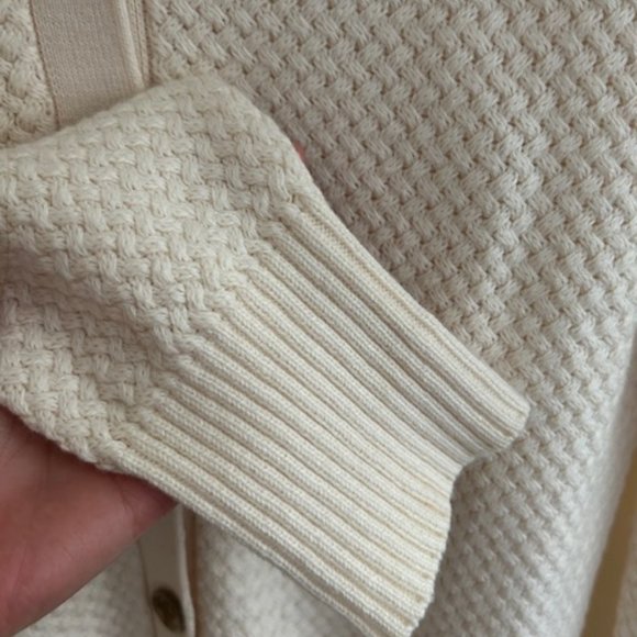 Eddie Bauer Cream Cotton/Wool Blend Cardigan Sweater- Size Large - Picture 4 of 6